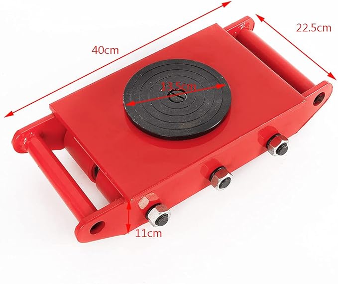 8 Ton Heavy Duty Machine Dolly Skate for Industrial Moving Equipment,Machinery Roller Mover Cargo Trolley with 360 Rotation Cap Red