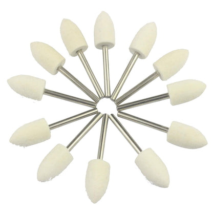Luo ke 10mm Diameter Bullet Shape Polishing Buffing Wheels Wool Felt Mounted Mandrel Grinding Bits Grinder Head Rotary Tool Accessories Drill Tools Attachment - 1/8 Inch Shank