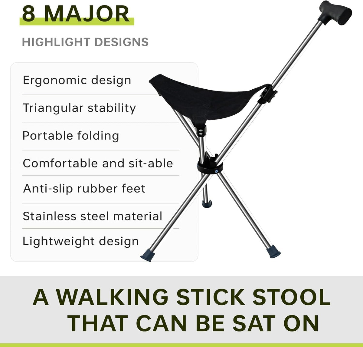 Lightweight Travel Stools for Adults. Cane with seat,Walking Stick,Foldable Chair,Hiking Stick,Camping,Hiking,Walking Cane Chair,Walking Stick with seat,Seatable Crutch Stool,Stick Chair