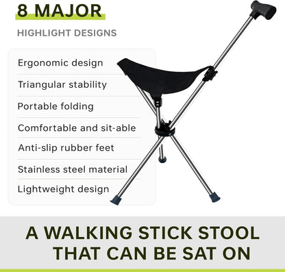 Lightweight Travel Stools for Adults. Cane with seat,Walking Stick,Foldable Chair,Hiking Stick,Camping,Hiking,Walking Cane Chair,Walking Stick with seat,Seatable Crutch Stool,Stick Chair