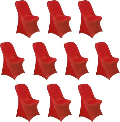 Efavormart 12 Pack Red Spandex Folding Slip On Chair Covers, Stretch Fitted Chair Covers - 160 GSM