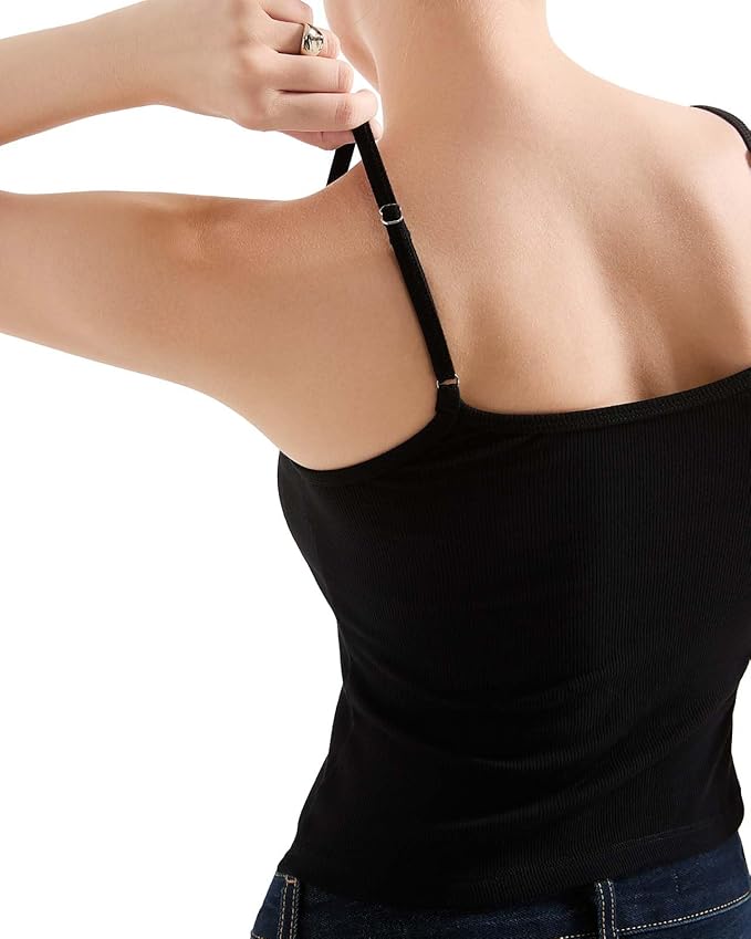 SUUKSESS Women Cotton Ribbed Going Out Camisole Top Y2k Spaghetti Strap Tank Top