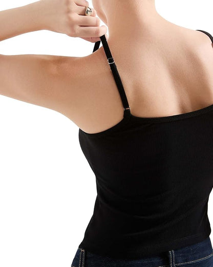 SUUKSESS Women Cotton Ribbed Going Out Camisole Top Y2k Spaghetti Strap Tank Top
