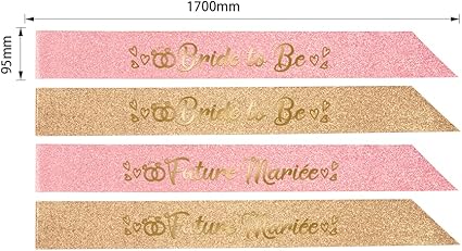 Rose Gold Glitter Bride to Be Sash Bridal Shower Sash Hen Night Bachelorette Party Decorations Party Favors