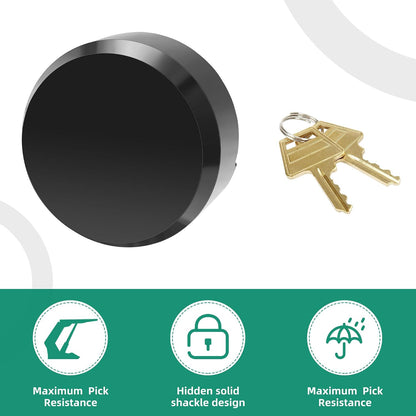 1 Piece Hidden Shackle Padlock, Heavy Duty Puck Lock for Trailers, Van Locks Keyed Alike Trailer Puck Padlocks with Enlarged Puck Lock for Vans, Black