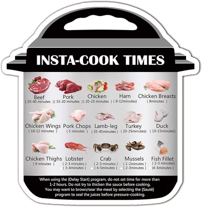 Instant Pot Cook Times Cheat-Sheet - Refrigerator Magnet Quick Reference Stickers Magnetic Cheat Sheet (Instant Pot Decals)