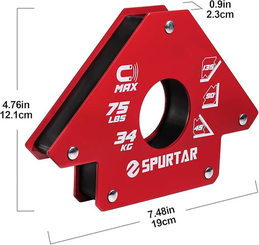 Spurtar Welding Magnets 75lbs 6pcs, Heavy Duty Welding Magnets and Clamps, Strong Magnetic Clamp Holder Tools and Accessories 45, 90, 135 Degree