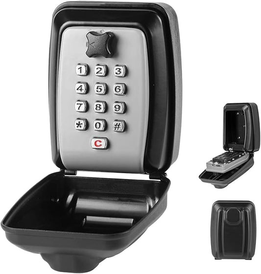 Key Lock Box, Wall Mounted Key Storage Box with 12-Digit Keyboard Combination, Resettable Code, Large Capacity, Waterproof Security Lock Box for Home, Office, Outdoor