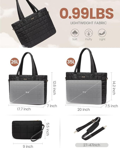 LOVEVOOK Tote Bag for Women, Large Puffer Tote Bag with Zipper Quilted Light Work Bag