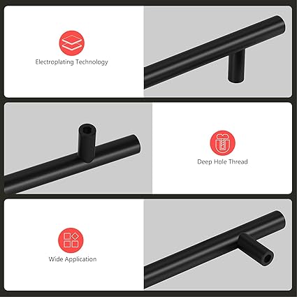 homdiy Black Cabinet Handles 30Pack 5inch Hole Center Kitchen Drawer Pulls and Knobs Stainless Steel Cabinet Hardware for Bathroom, Cupboard