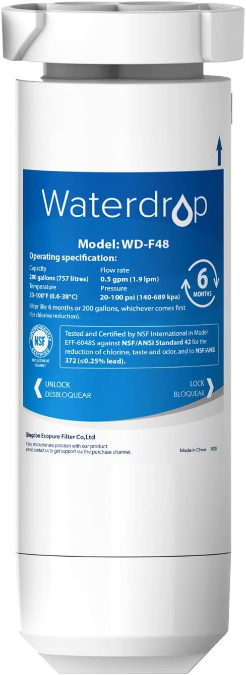 Waterdrop XWF NSF Certified Replacement for GE XWF Refrigerator Water Filter, 1 Filter (Package may vary)