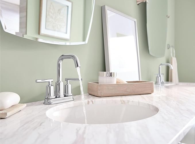 Moen Gibson Chrome Two-Handle Centerset High Arc Modern Bathroom Faucet with Drain Assembly, 6150