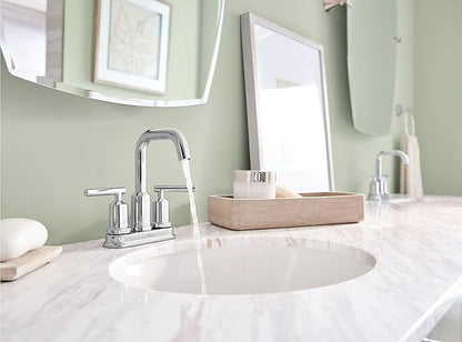 Moen Gibson Chrome Two-Handle Centerset High Arc Modern Bathroom Faucet with Drain Assembly, 6150