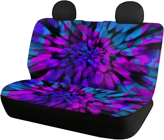 Howilath Purple-Blue Tie Dye Swirl Car Seat Covers Full Set Universal Fit Front and Back Seats Cover, Comfortable Breathable Fabric Cushion