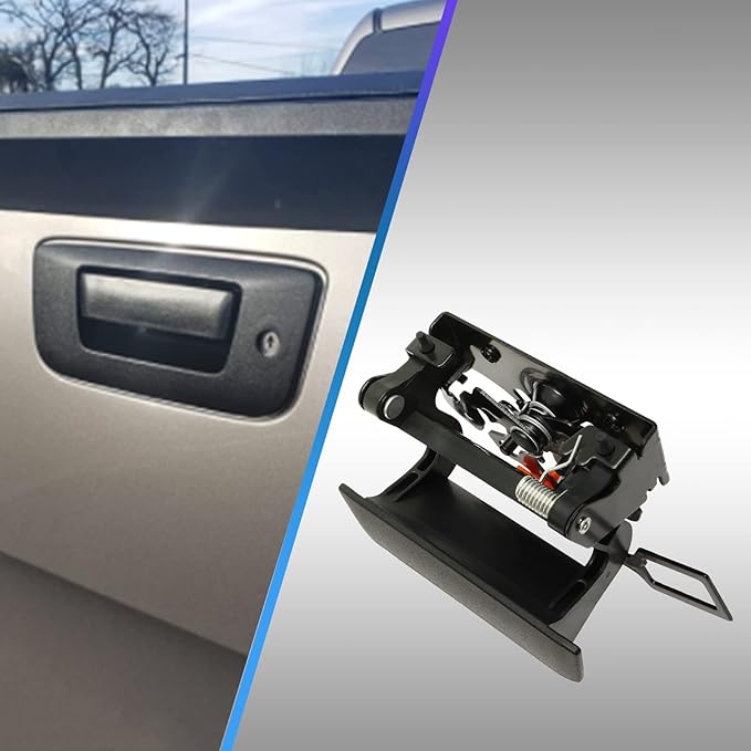 Tailgate Door Handle, Compatible with 2007-2014 Chevy Silverado  GMC Sierra, Exterior Rear Textured  Replace 25775280, 80591 Outside Tail gate Liftgate Latch Lock