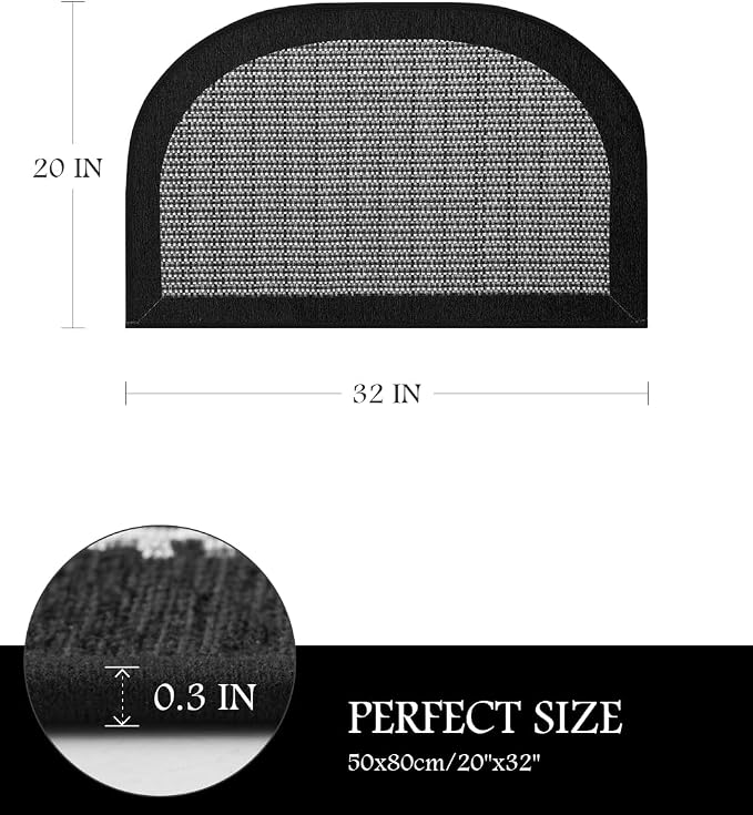 PADOOR Semicircular Kitchen Mat, 20x32 Kitchen Rug Non Slip Washable, Black