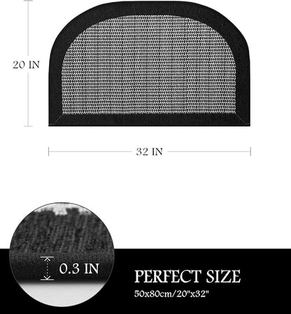 PADOOR Semicircular Kitchen Mat, 20x32 Kitchen Rug Non Slip Washable, Black