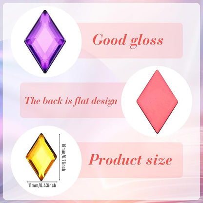 100 Pcs Flat Back Diamond Acrylic Crystal Rhinestones Plastic Gems for Bedazzling Acrylic Jewels for Jewelry Making Costume Cosplay Embellishments, 0.43 x 0.71 Inch