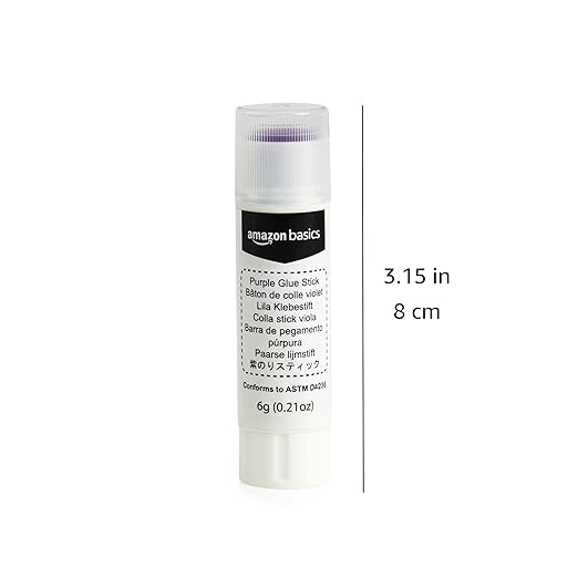Basics Purple Washable School Glue Sticks, Dries Clear, 0.21-oz Stick, 2-Pack