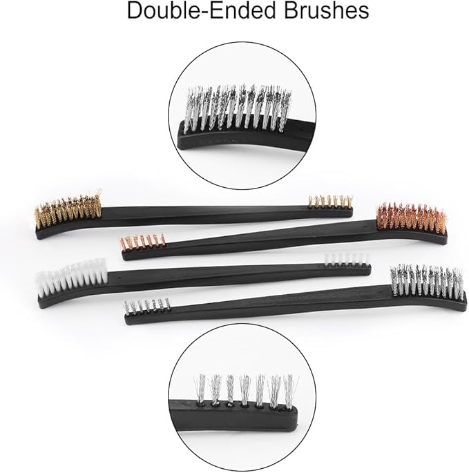 Accmor Gun Cleaning Tools Kit, Universal Gun Cleaner Set Including 4 Pcs Double-Ended Brass Steel Nylon Bristle Clean Brushes  4 Pcs Polymer Cleaning Picks