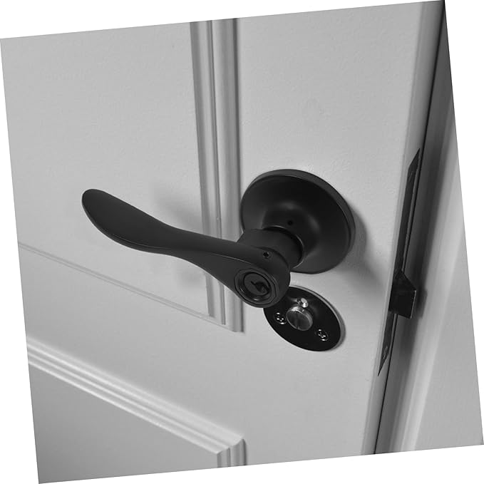 POPETPOP Round Door Handle Sturdy Lever Lock Exterior Door Knob for Bedrooms Bathrooms