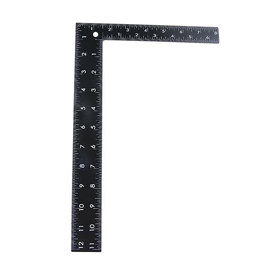 Mtsooning Metal L Square Ruler,90 Degree Right Angle Metric and Inches Ruler, 8 x 12inch Double Sided Ruler, Steel Tempered Measuring Tool for Carpenter Framing DIY Leather Handmade Sewing
