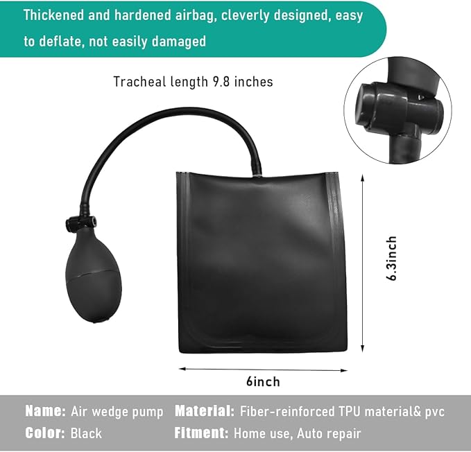 Air Wedge Pump, Professional Leveling Kit and Alignment Tool Inflatable Shim Bag, Air Wedge Bag Pump Suitable for Window Door Installation Car Repair, Car Accessories (Plastic Valve)