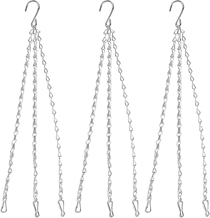 KUMGROT 3 pcs Hanging Basket Chains 15.74 inch Long Hanging Chains for Plants Flower Pot Basket Chains Replacement Plant Hangers for Bird Feeders, Planters and Lanterns Silver