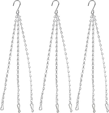 KUMGROT 3 pcs Hanging Basket Chains 15.74 inch Long Hanging Chains for Plants Flower Pot Basket Chains Replacement Plant Hangers for Bird Feeders, Planters and Lanterns Silver