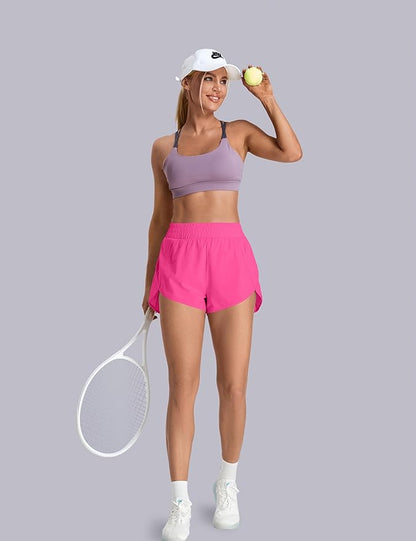 BMJL Women's Running Shorts Elastic High Waisted with Pockets, 2.5" Sporty Workout Quick Dry Athletic Shorts