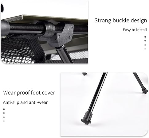 Small Folding Camping Table,Adjustable Aluminum Alloy Outdoor Camping Desk with Storage Bag,Portable Table for Travel Beach,Backyards,BBQ,Party  Picnic (Black)