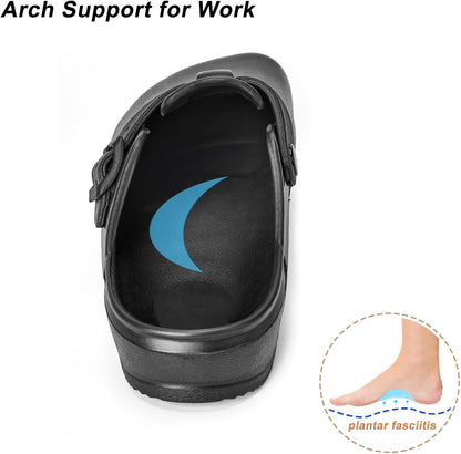 ZXT Arch Support Work Clogs Slip Resistant Orthopedic Shoes for Chef Nurse Garden Comfortable, Slip-On Cushion Slide Sandals