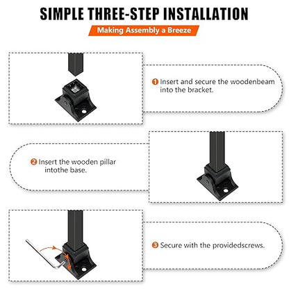 Wrought Iron Baluster Swivel Shoes -10 Pack - Aluminum Adjustable Railing Shoes for Staircase Interior with Screws for 12 Inch Square Balusters - Metal Staircase Spindle Shoes - Satin Black