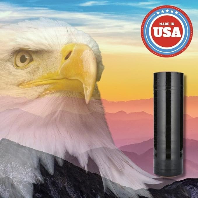 PSBM Black Stretch Wrap, 1 Pack, 18 Inch x 1500 Feet, 63 Gauge, Plastic Cling Dark Color Hand Stretch Film Rolls for Packaging Moving Packing Pallets