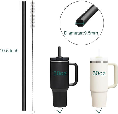 Dakoufish Replacement Straw for Stanley Flowstate 30oz Tumbler,Reusable Straws Compatible with 30oz Stanley Travel Quencher Cup,BPA-Free,Dishwasher Safe-10 Straws With 1 Brush (10.5 Inch)