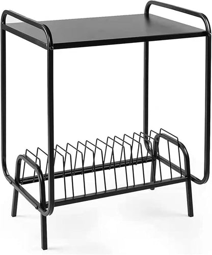 Record Storage ShelfHolder Wrought Iron Storage Rack CD Rack Vinyl Record Album Magazine Book Rack Floor Stand Display Shelf Record Rack DVDCD Rack