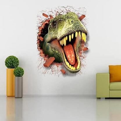 U-Shark 3D Self-adhesive Removable Break Through The Wall Vinyl Wall StickerMural Art Decals Decorator (3D Dinosaurs Opening Mouth(19.7" X 27.6"))