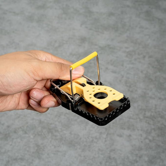 Restaurantware-Pest Tek 4.5 x 2 x 2.2 Inch Mice Traps, 2 Reusable Mouse Traps - Kill Bar, Sensitive Trigger Pedal, Yellow And Black ABS Mouse Traps, With Bait Cup, Durable