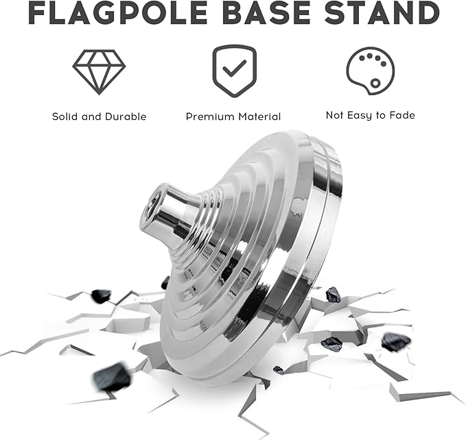 Base Stand for Flagpole Indoor, Compatible with 1.3 Inch, 1.1 Inch and 0.9 Inch Diameter FlagPole,Silver Finsh Flag Base Stand for Indoor Flagpole, Prefect for Classroom, Office, Meeting Room...