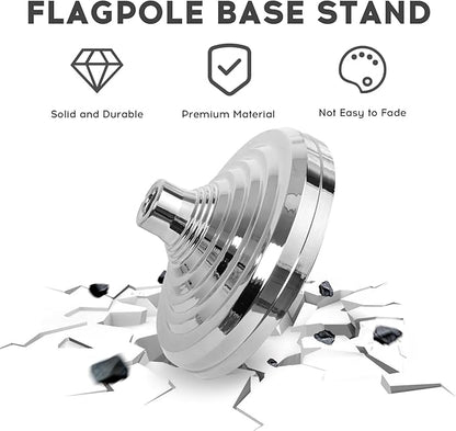 Base Stand for Flagpole Indoor, Compatible with 1.3 Inch, 1.1 Inch and 0.9 Inch Diameter FlagPole,Silver Finsh Flag Base Stand for Indoor Flagpole, Prefect for Classroom, Office, Meeting Room...