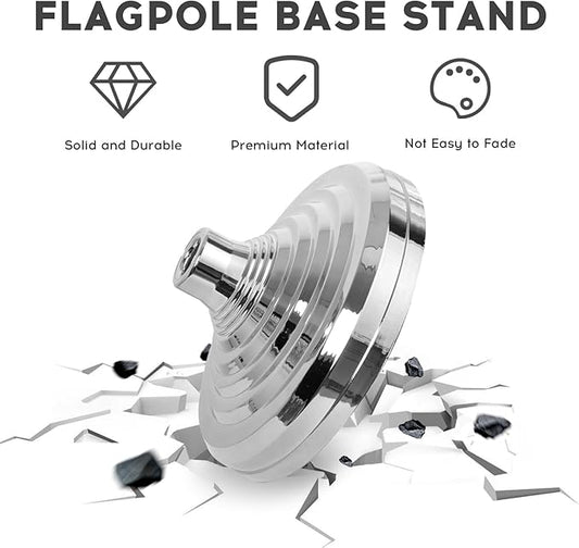 Base Stand for Flagpole Indoor, Compatible with 1.3 Inch, 1.1 Inch and 0.9 Inch Diameter FlagPole,Silver Finsh Flag Base Stand for Indoor Flagpole, Prefect for Classroom, Office, Meeting Room...