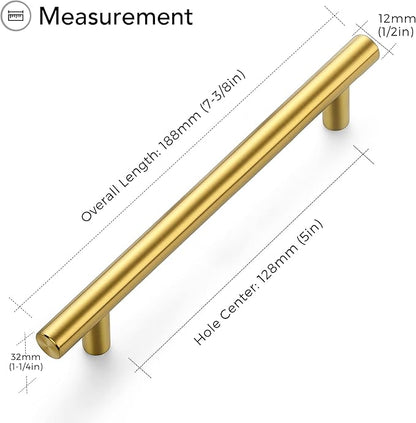 Ravinte Gold Cabinet Handles 5 Pack 5 Inch Cabinet Pulls Brushed Brass Kitchen Cabinet Handles Modern Drawer Pulls Gold Hardware for Kitchen Cabinet