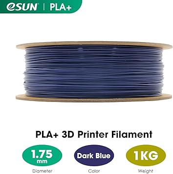eSUN PLA Filament 1.75mm, 3D Printer Filament PLA Plus, Dimensional Accuracy - 0.03mm, 1KG Spool (2.2 LBS) 3D Printing Filament for 3D Printers, Dark Blue