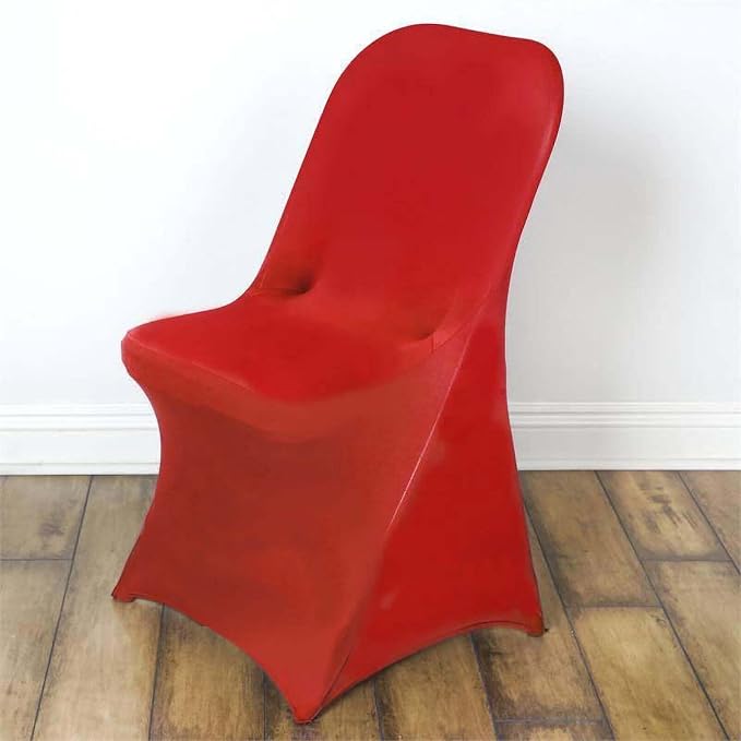 Efavormart Red Premium Spandex Stretch Folding Chair Cover, Fitted Folding Chair Cover pack of 3