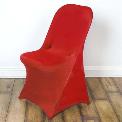 Efavormart 6 PCS Red Premium Spandex Stretch Folding Chair Cover, Fitted Folding Chair Cover