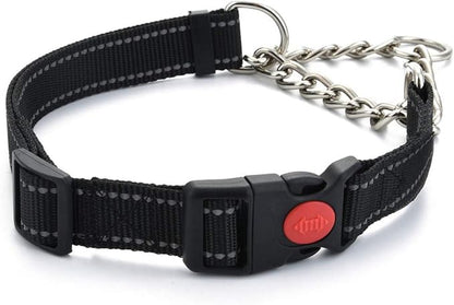 Reflective Martingale Collars for Dogs with Quick Release Buckle, Pet Stainless Steel Chain No Pull Slip Choke Collar for Training