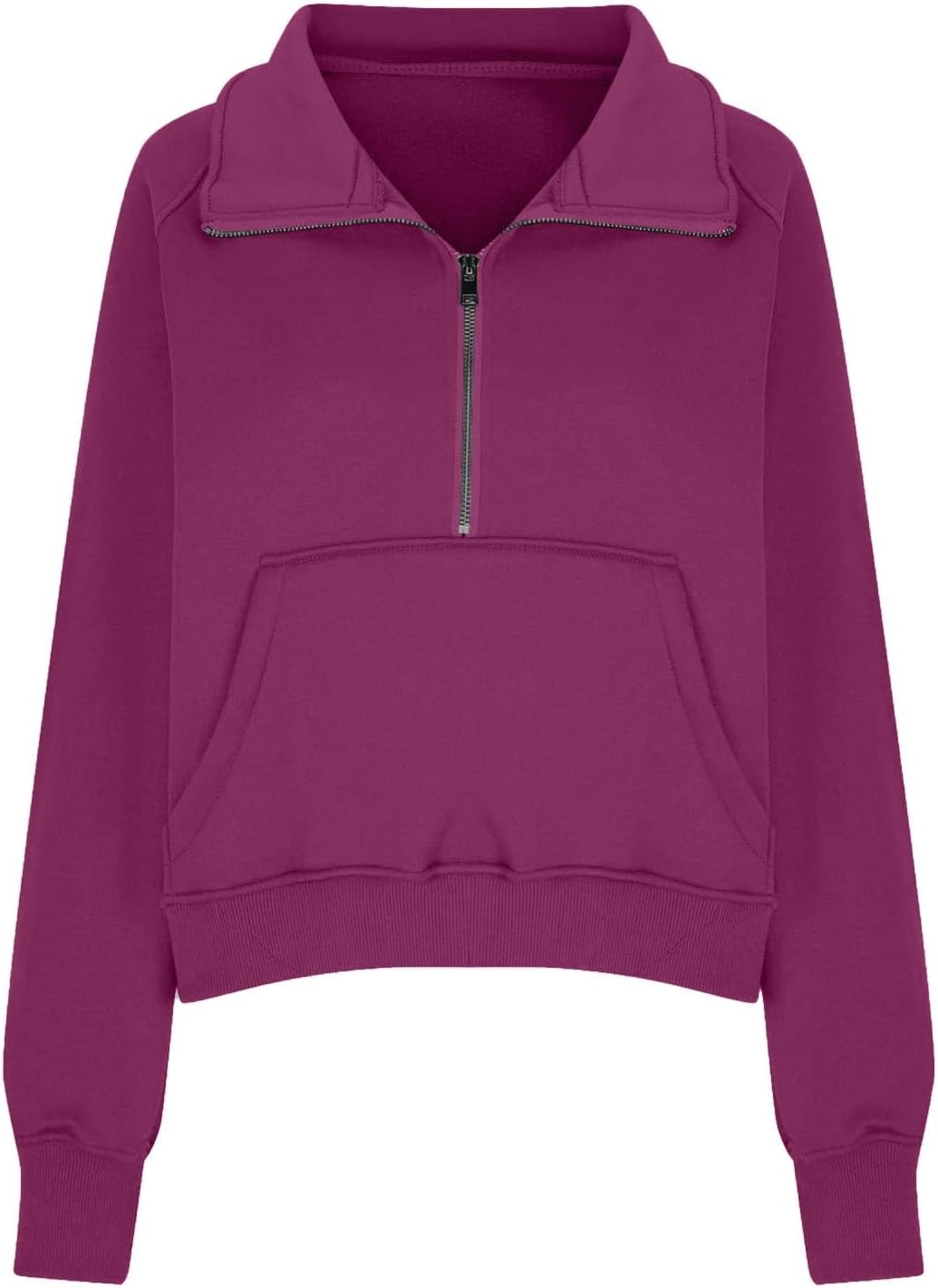 Half Zip Pullover Women Oversized Long Sleeve Cropped Sweatshirt Fleece Thumb Hole Cute Sweatshirts with Pockets