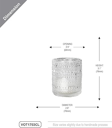 WGV Clear Trendy Pearly Votive Candle Holder 2.7" x 3.15"H, Bubbly Bead Textured Glass Tealight Candleholder, Home Accent Decor, 1 Pc