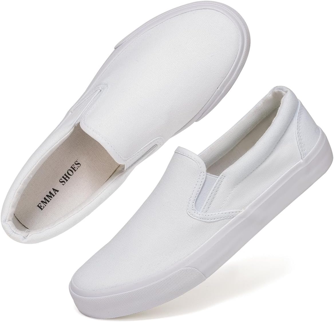 Emma Shoes Low-Top Slip Ons Women's Fashion Sneakers Casual Canvas Sneakers for Women Comfortable Flats Breathable Padded Insole Slip on Sneakers Women Low Slip on Shoes.