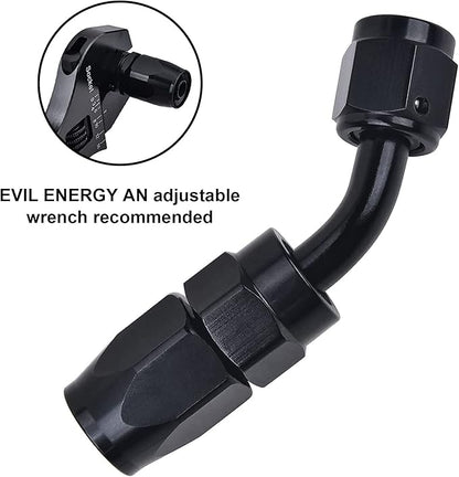 EVIL ENERGY 6AN Hose End Fitting 45 Degree Swivel for CPE Braided Hose Black